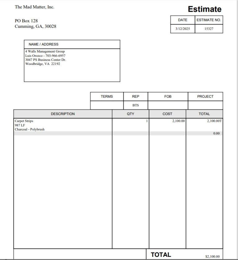 Estimate - 15327 - Mad Matter, Inc.